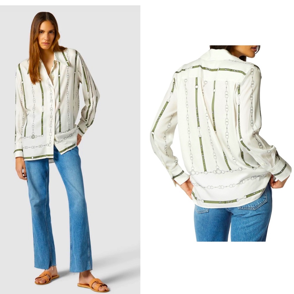 Equipment Button Front Zodi Printed Top